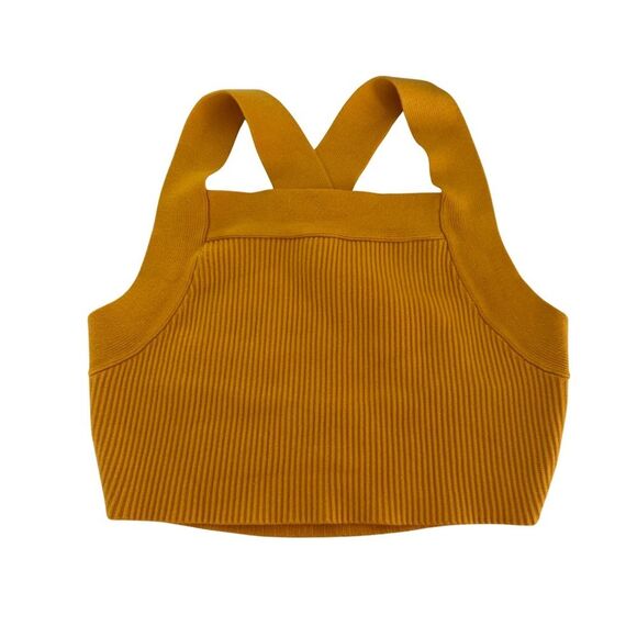 House of Harlow 1960 Women’s Yellow Ribbed Crop Tank Sweater Size XS - Picture 1 of 5